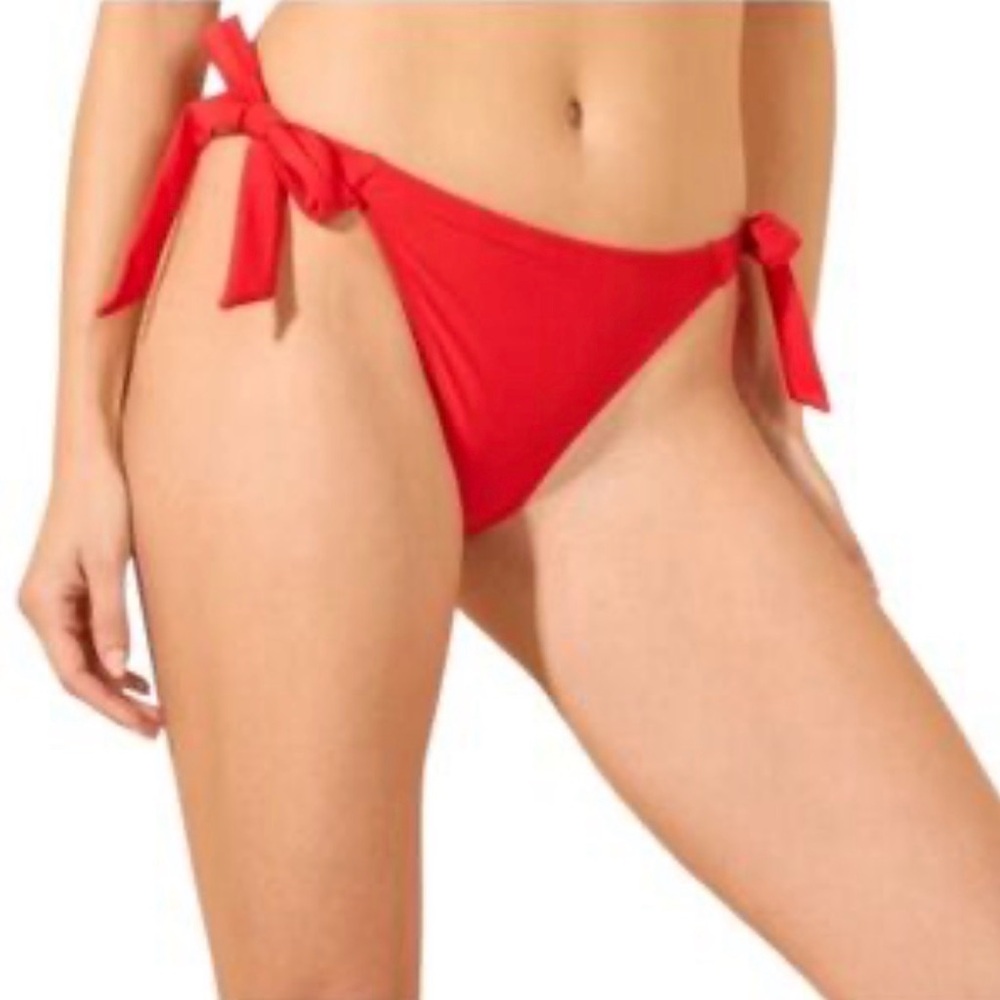 NWT Shade & Shore XL Red Bikini Bottom Side Tie Low Rise High Thigh Medium Cover
